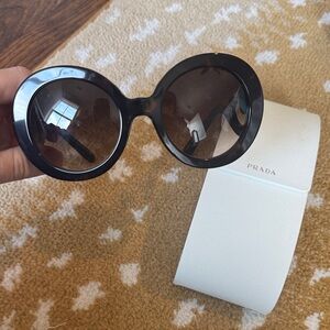 Prada Glossy Dark Brown Round Sunglasses